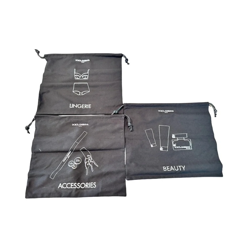 Dolce & Gabbana Beauty 3pc Travel Pouch Set Lingerie Accessories Beauty‎ Black